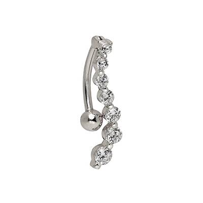 Real 14k Gold Round CZ Infinity Journey  Top Mount Belly Button Ring Dangle -