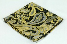 Lord R Colton Masterworks Bombay Onyx  Gold Floral Silk Pocket Square - 75 New