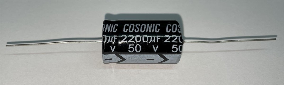 2 Stück Supertech Axial Elektrolytkondensator – Bipolar, 25µF, 100V, 105°C, 10x24mm, 2000h