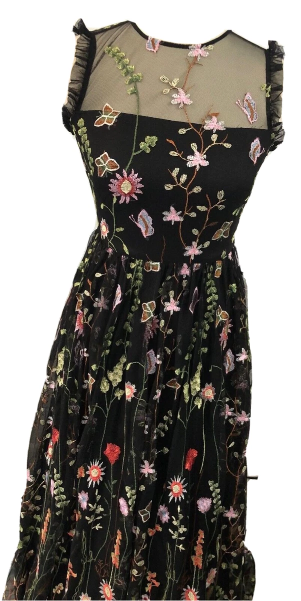 Black embroidered cheap formal dress