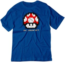 BSW Youth Oh, Grow Up! Bros Mushroom 8-bit Video Game Royal Blue XL