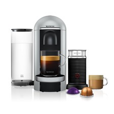 Nespresso Vertuo Plus Deluxe Silver Round Top Coffee Machine & Aeroccino3
