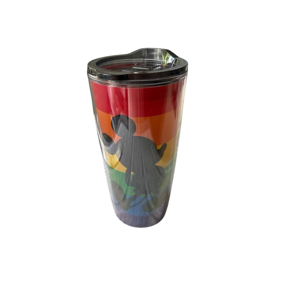 Vaso de viaje Disney Pride arco iris Mickey Mouse Love 20 oz sin pajita usado en excelente estado Foto 3 de 4