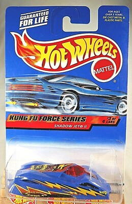 2000 Hot Wheels #35 Kung Fu Force Series 3/4 SHADOW JET lI Blue w/Painted Base