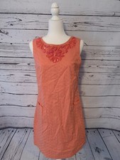 Donna Morgan Womens Sheath Dress Sz 10 Coral Sleeveless Jeweled Neck Career Work