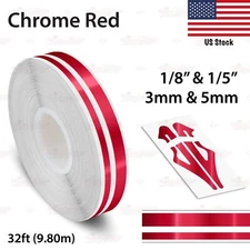 1/8" & 1/5" STRIPE Car Motorcycle Truck Twin Line TAPE Vinyl Sticker CHROME RED