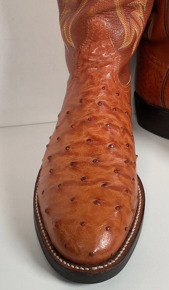 Botas de Vaquero Vintage Tony Lama Exóticas Pluma de Avestruz 8 EE Suela Vibram Hechas en EE. UU. Foto 4 de 4
