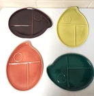 Red Wing Eva Zeisel Town & Country Divided Patio Supper Snack Plates Set Of 4