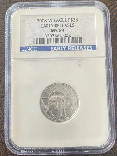 2008-W $25 1/4 OZ BURNISHED PLATINUM EAGLE NGC MS69 ER - SEMI-KEY 2,481 MINTED