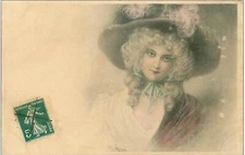 illustrator. No. 33749.woman with hat art nouveau.genre Kirchner,cheret.mu