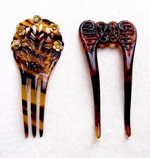 2 Art Deco celluloid hair combs hair accessory NO US IMPORT FEES