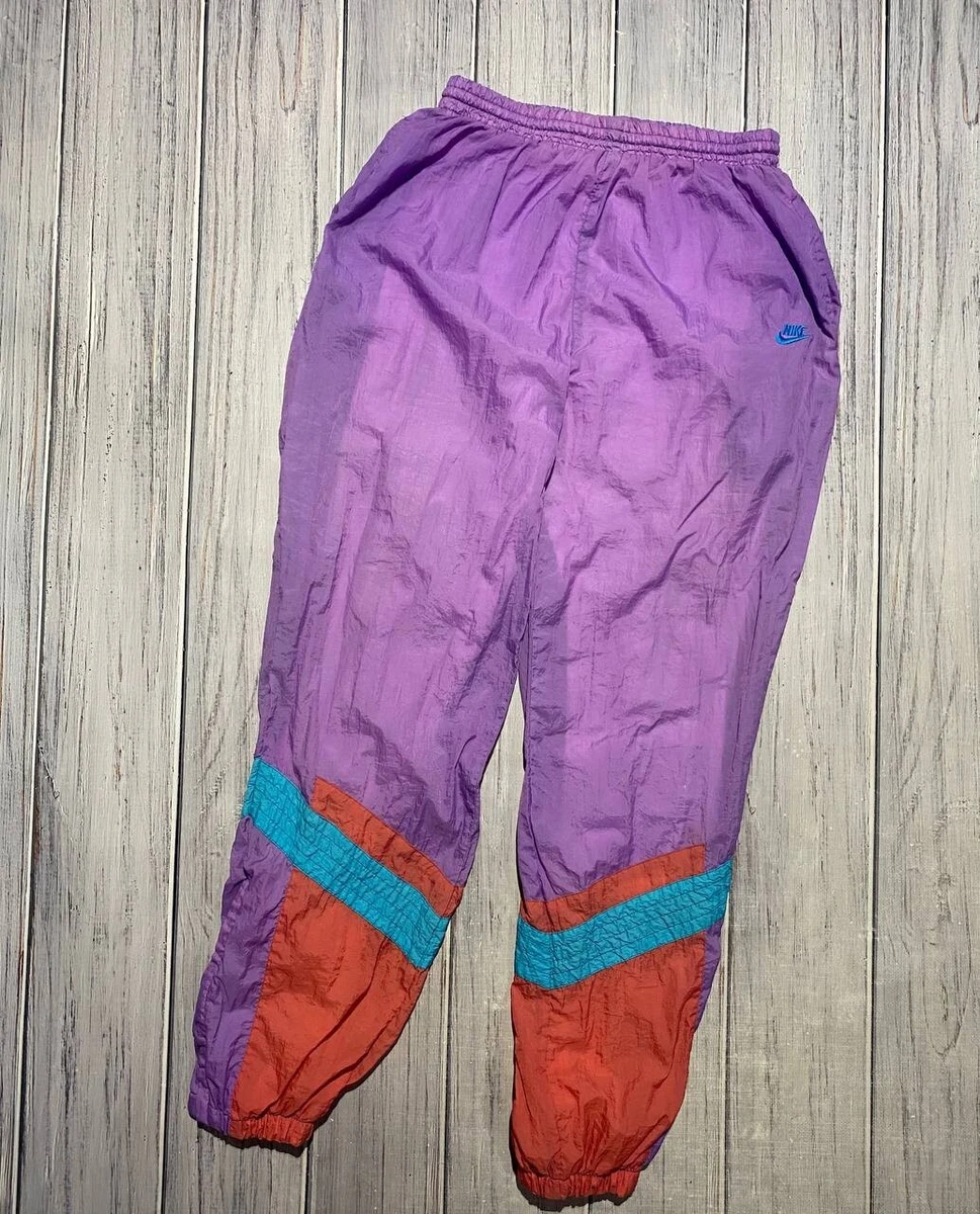 Vintage Nike Nylon Pants Track y2k tracksuit swoosh 80s Men Purple Size L