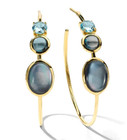 IPPOLITA 18K gold Hoop 3 stone Rock Candy Luce earrings Blu Nott Topaz $2800 NEW
