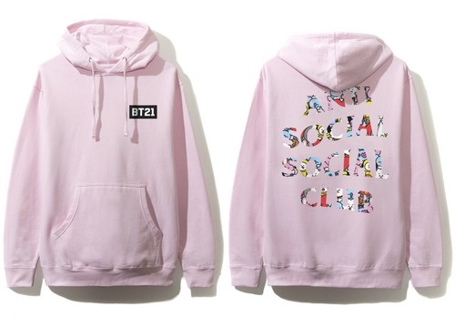 DS anti SOCIALE Social Club assc x BT21 Logo Felpa Con Cappuccio Rosa Misti  in mano Supreme | eBay