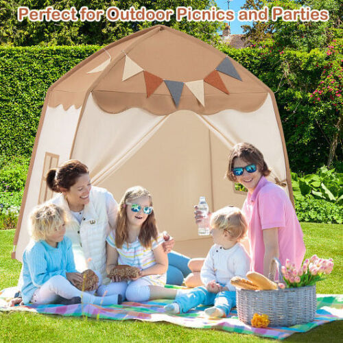 Kids Play Tent Bed Tent with String Lights Extra Large Playhouse Tent-Coffee - C - Picture 3 of 5