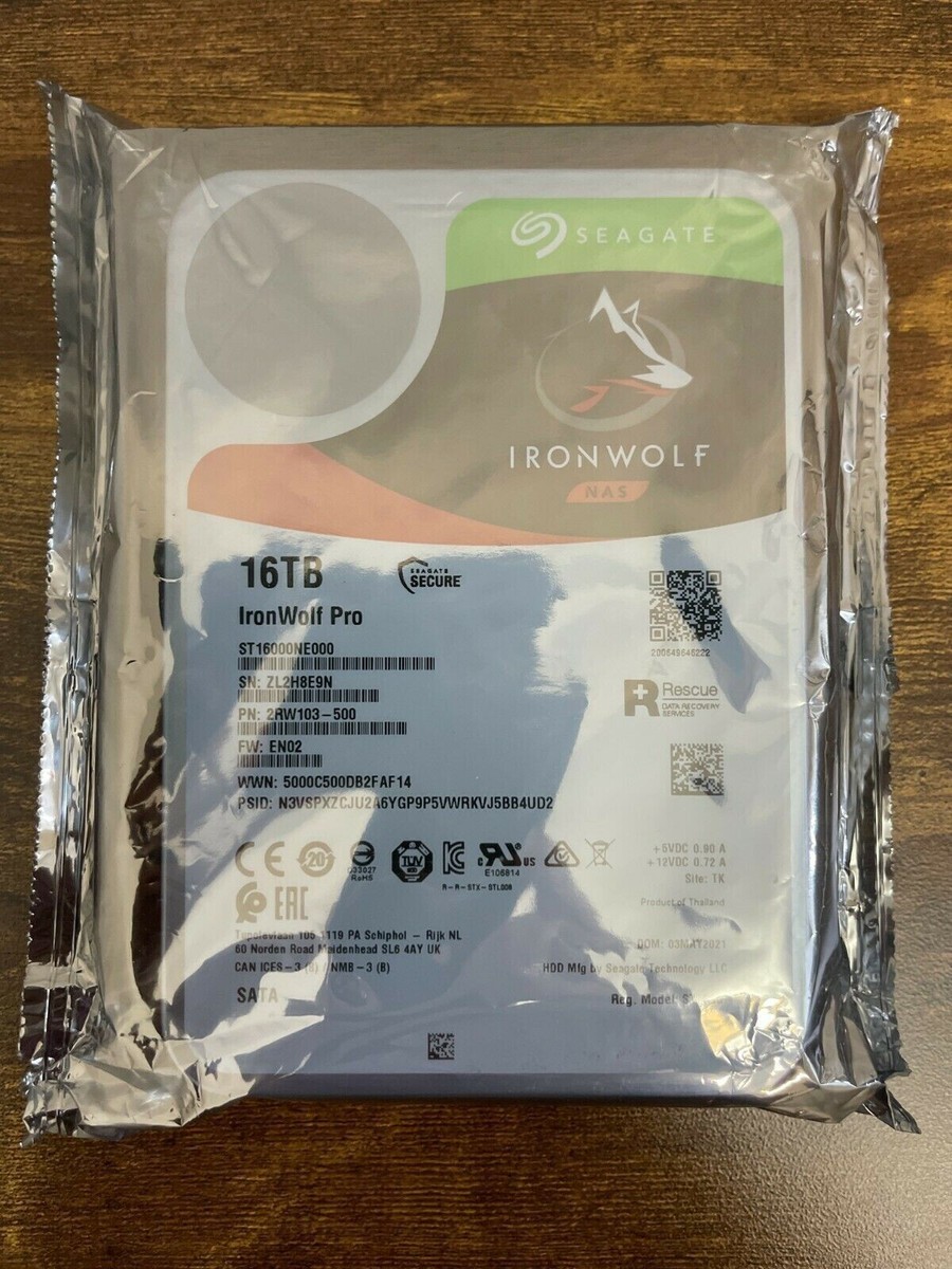 Seagate IronWolf Pro 16TB NAS Hard Drive 7200 RPM 256MB Seagate IronWolf Pro 16TB NAS Hard Drive 7200 RPM 256MB