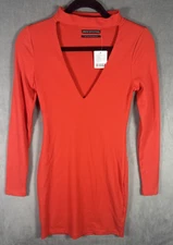 Urban Outfitters Tania Cut Out Mock-Neck Mini Stretch Bodycon Red Dress S NWT