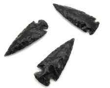 Black Obsidian Flint Stone Bird Arrow Head Point Big One 3 Inches Arrowhead