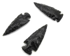 Black Obsidian Flint Stone Bird Arrow Head Point Big One 3 Inches Arrowhead