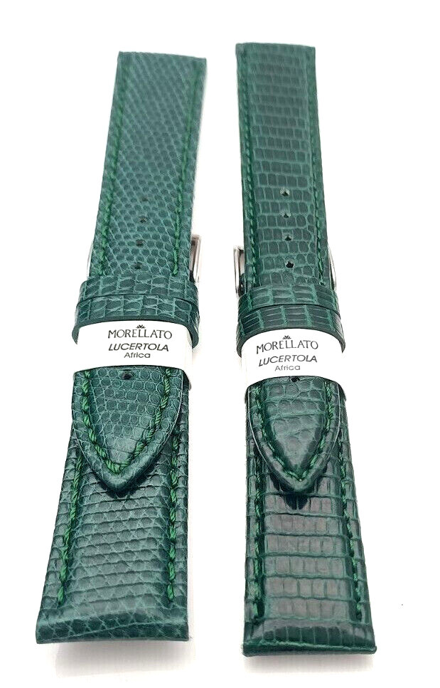 CINTURINO PER OROLOGIO IN LUCERTOLA CUCITA VERDE MORELLATO 18/20