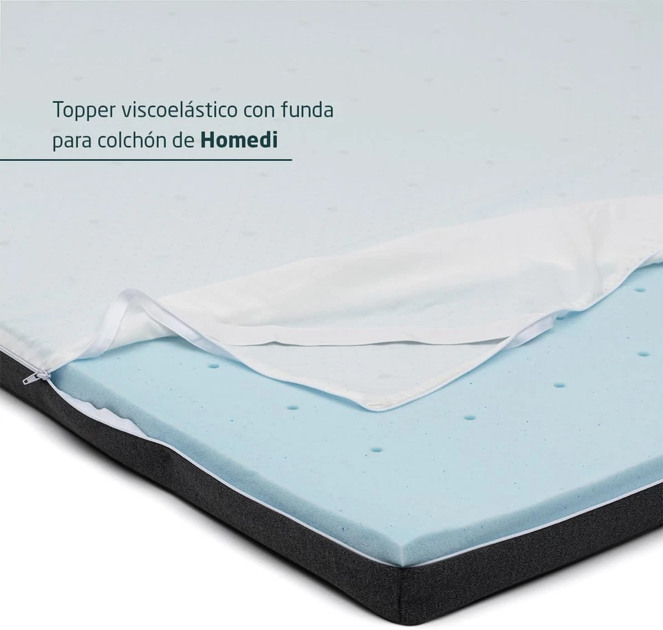Topper 100% Viscoelastico per Materasso - Copertura Rimovibile E Lavabile - Sopr - Immagine 2 di 4