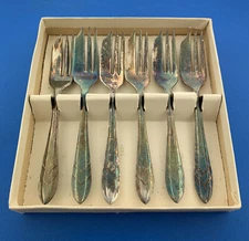 FG Sheffield England EPNS Silver Plate Dessert Pastry Forks Set Of Six Loxley 