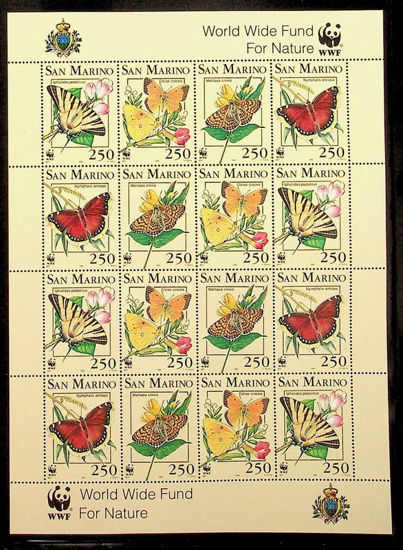 SAN MARINO Sc 1284a NH MINISHEET OF 1993 - BUTTERFLIES - (DL24)