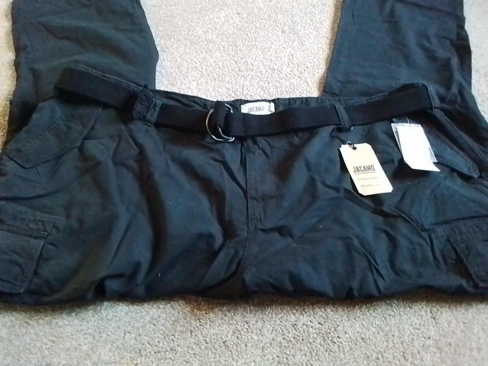 Mens Jacamo Black Cargo Trousers 52L eBay