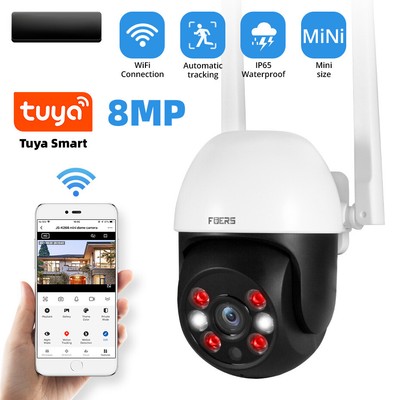 Tuya Smart 8MP IP Camera Mini WiF Auto Tracking Human Detection Camera WIFI CCTV