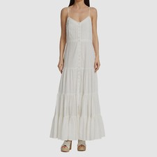 498 Veronica Beard Women's White Eyelet Sleeveless V-Neck Sundress Size L