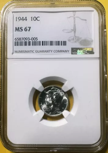 1944 mercury dime NGC MS67