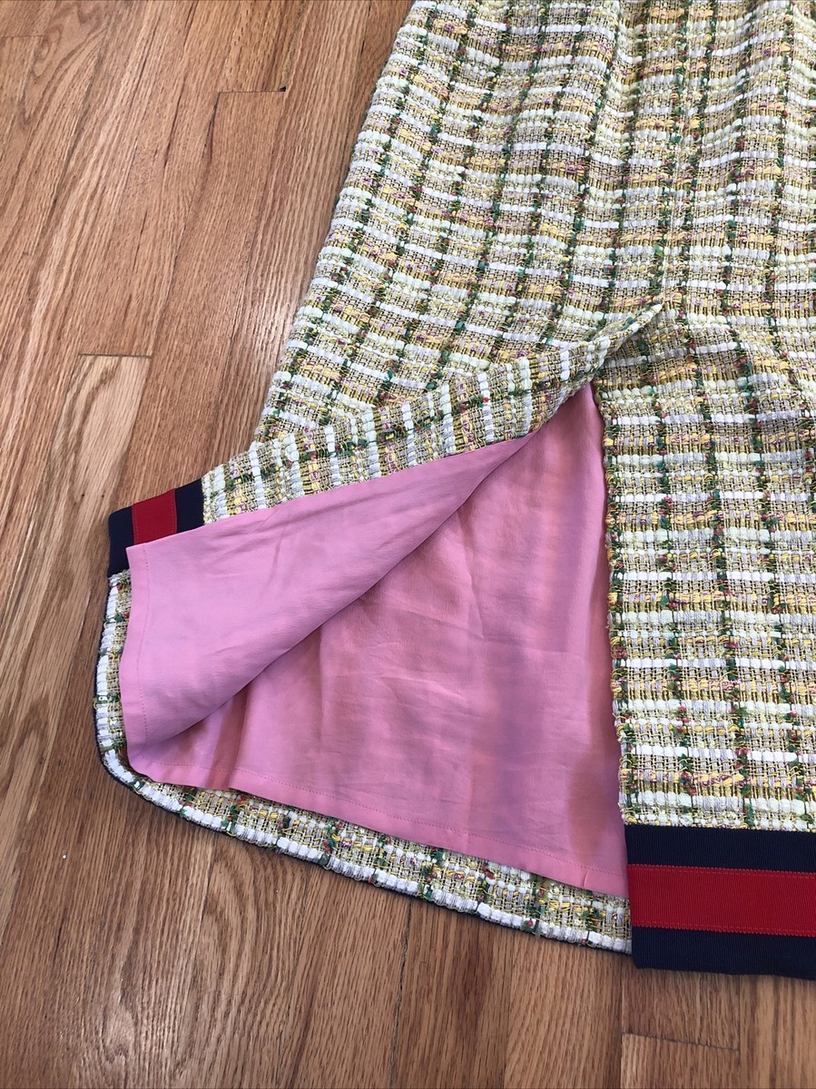 Gucci★素敵!Yellow Tweed Web Knit MIDI Skirt Authentic NWT Gucci Yellow Tweed Web Knit New 40 Long MIDI