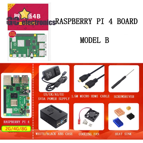 Raspberry Pi 4 Model b 1GB 2GB 4GB 8GB Kit Case w/Fan Power Supply Heatsink