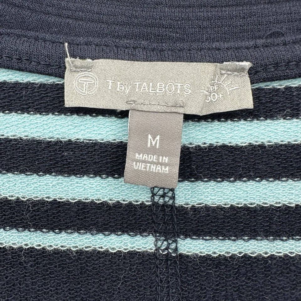Vestido a Rayas T By Talbots Para Mujer M Azul Marino Aqua Cómodo Preppy Náutico Deportivo Elegante Foto 4 de 4