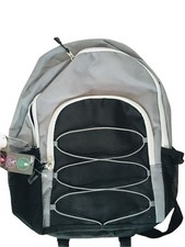 Wonder Nation 16in Backpack with Front Zipped Pouch Grey Black