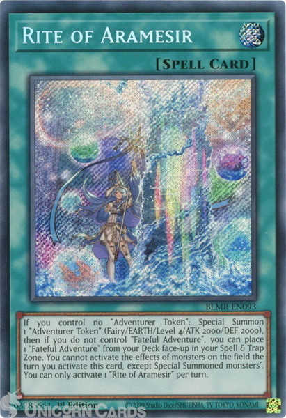 BLMR-EN093 Rite of Aramesir :: Secret Rare 1st Edition Mint YuGiOh Card