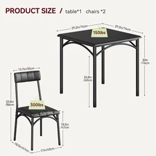 Trusted Quality Kitchen Table and Chairs Set – Cozy Dining Table for 2,Black