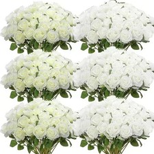 50 Pcs Velvet Rose Artificial Rose Flowers Real Touch Fake Roses Florals for Val