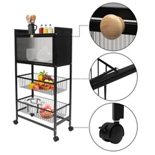 4 Tier Microwaves Rack Black Kitchen Organizer Shelf Bread Rack Coffee Station