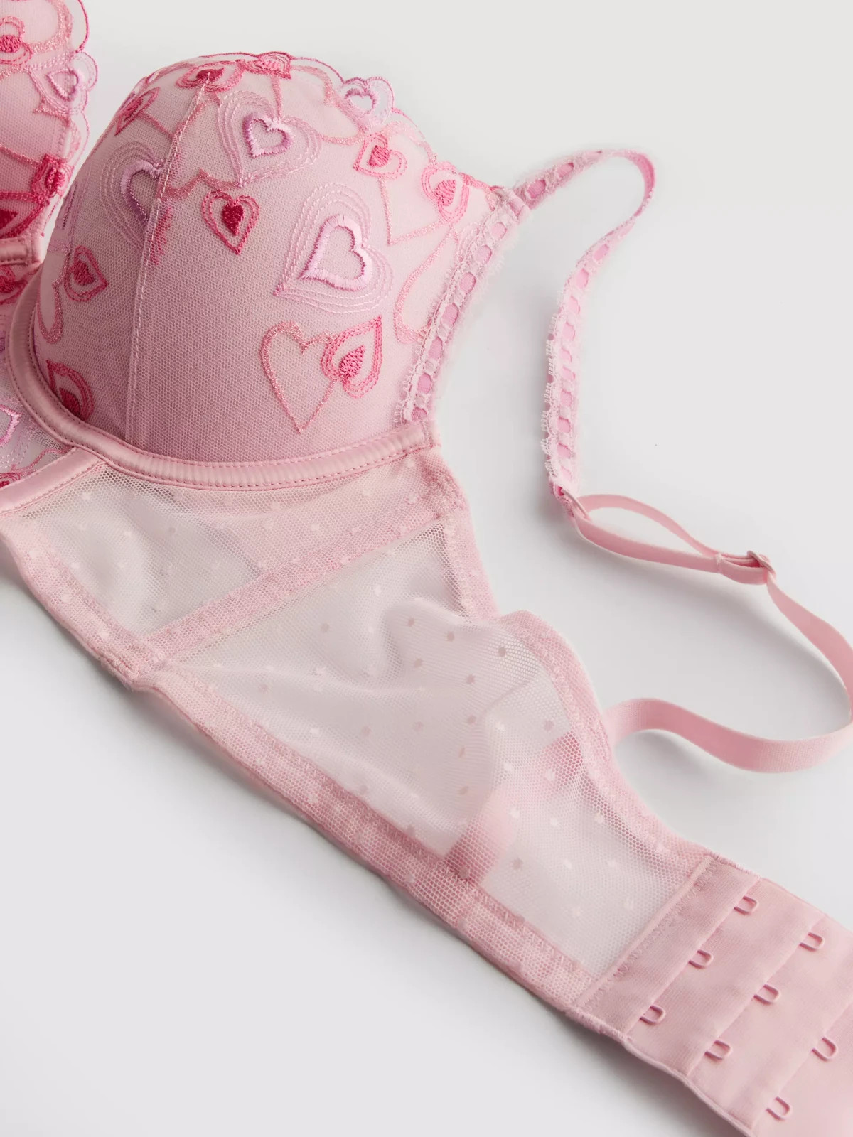 Primark Butterfly Longline Push Up Bra THICK Pad bigger boost cup Lace Heart image 2