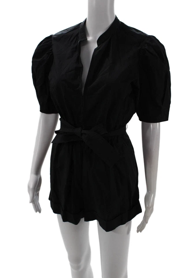 Mono mameluco manga corta con cuello ALC para mujer negro algodón orgánico talla 0 Foto 2 de 4