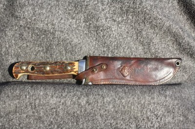 Vintage Puma White Hunter With Original Sheath Great Elk Knife Big