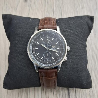 Rare Orient King Master World Time Chronograph Black Dial Date Watch Vintage Men