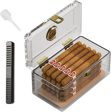 Acrylic Cigar Humidor with Humidifier and Hygrometer, Desktop Cigar Small Case