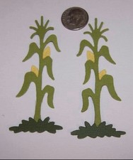 3 Green Corn Stalks Die Cuts Paper Pieces Fall