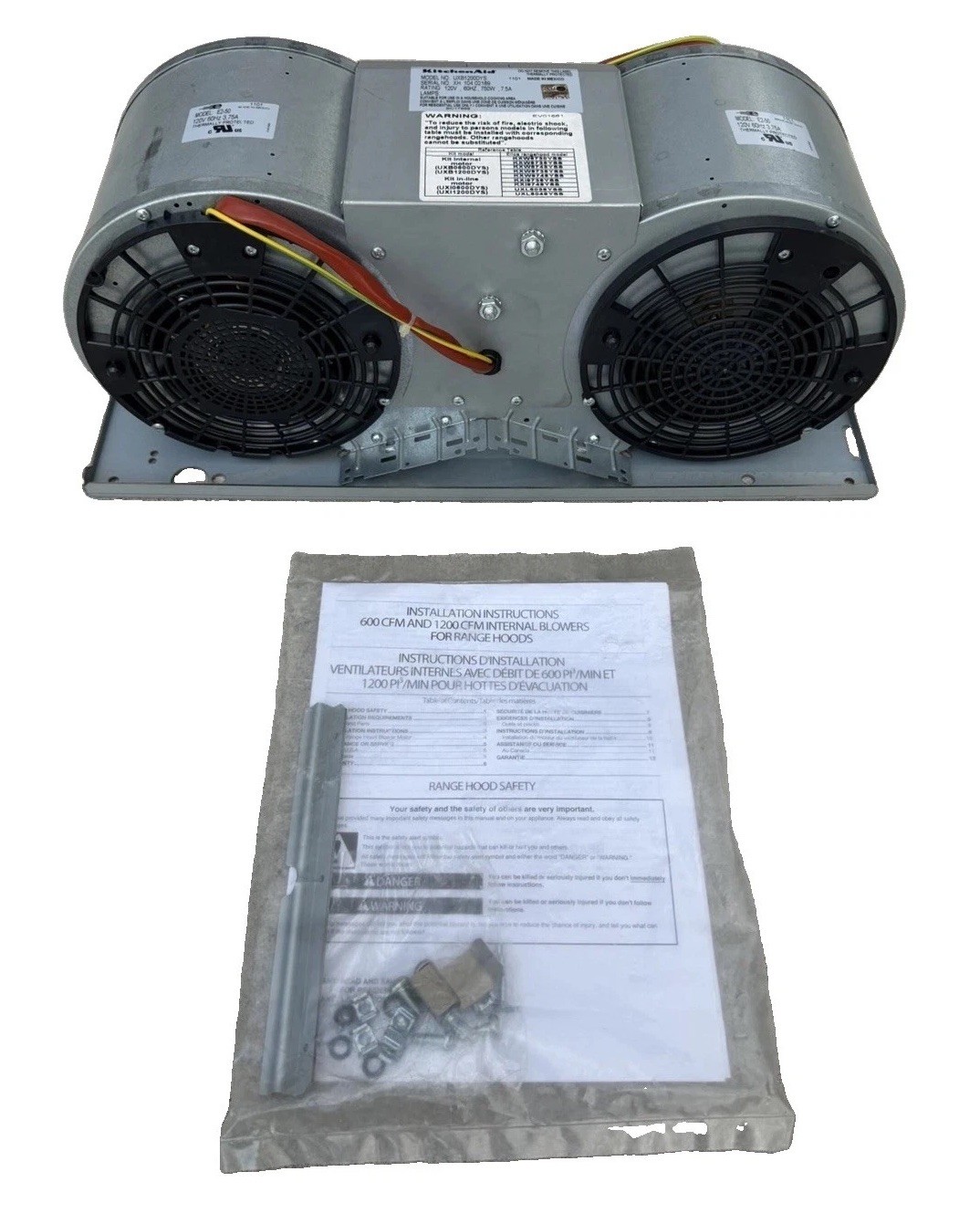 KitchenAid Range Hood Internal Dual Blower Motor Kit UXB1200DYS NEW 1200CFM