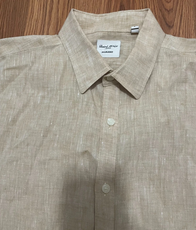 Murano Shirt Mens Large Linen Baird McNutt Beige - Image 4 of 4