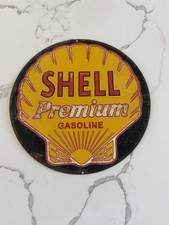 Vintage Shell Premium Gasoline Advertising Sign 10 3/4” Metal Gas Oil