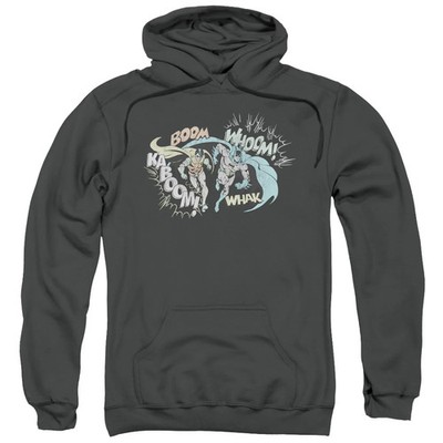DC Comics Action Duo Mens Hoodie Charcoal Officially Licensed