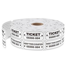 White Raffle Tickets 2000 Double Roll Event Entry Class Reward Prize